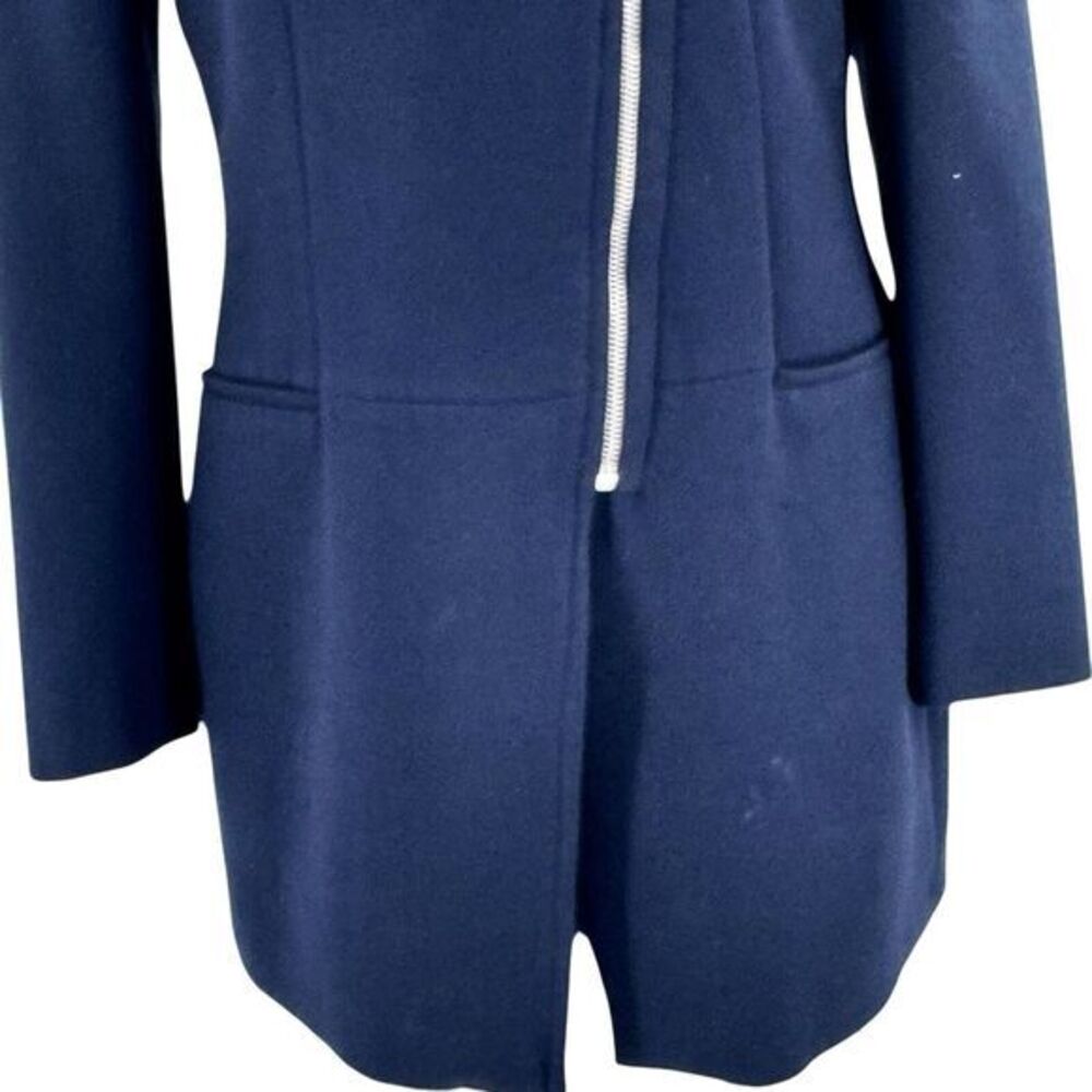Zara Basic Navy Asymmetrical Zipper Front Tailored Jacket‎ Women's Size Large - Picture 5 of 8